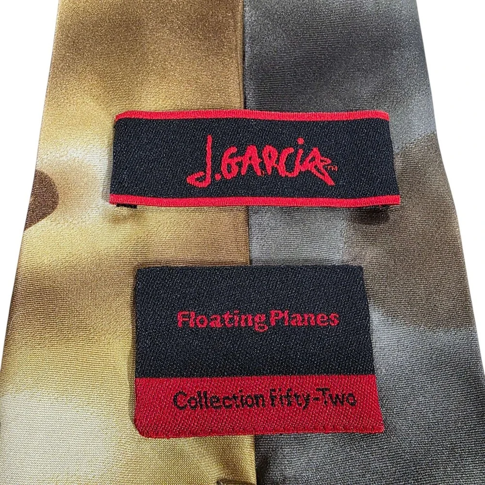 J. GARCIA Men's Silk Abstract Tie 'Floating Planes Collection 52'‎ Gold Grey
